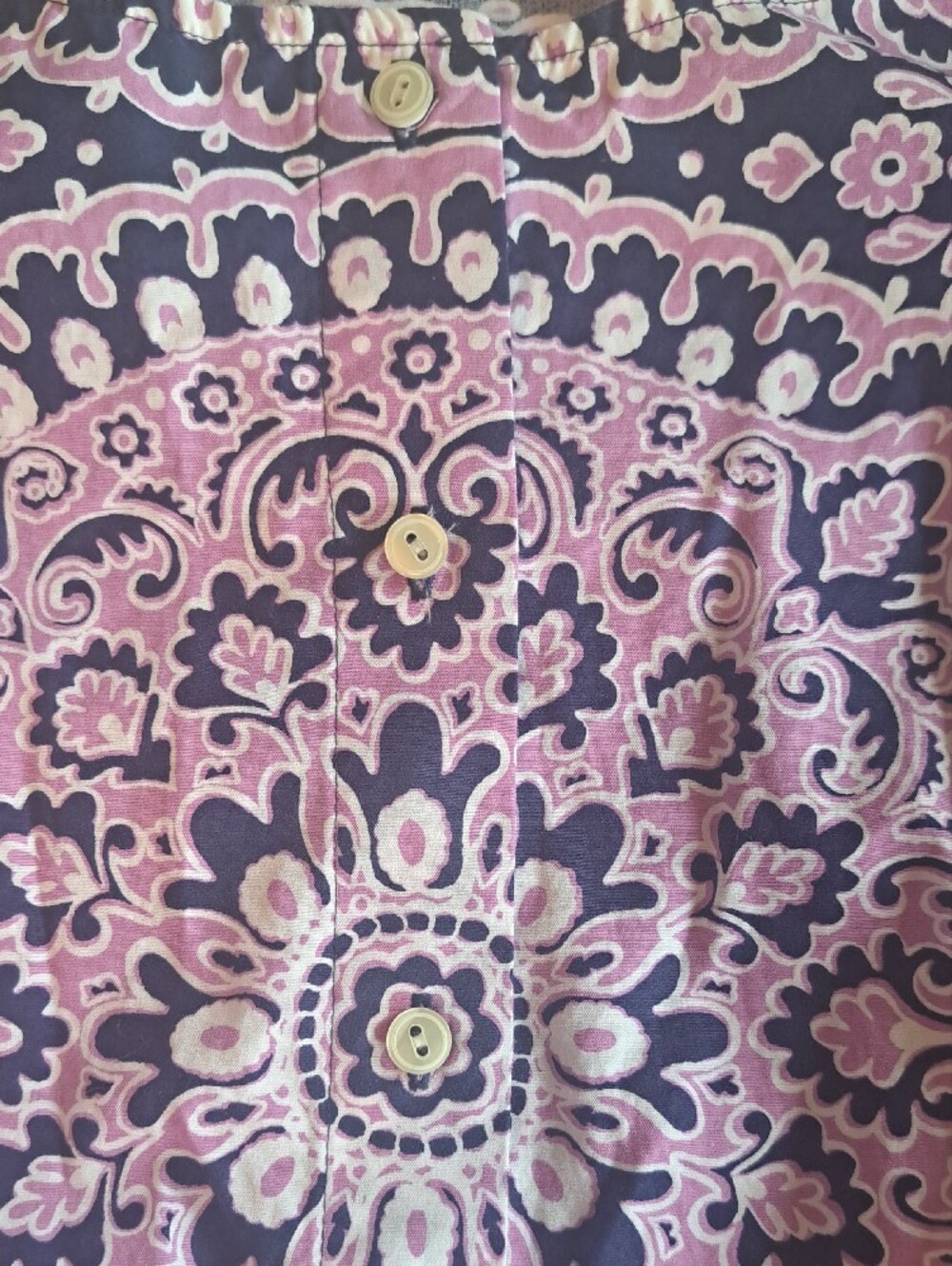 Talbots Size 16P Lavendar & Navy Sleeveless Fit & Flare Printed Midi Dress - Picture 5 of 10